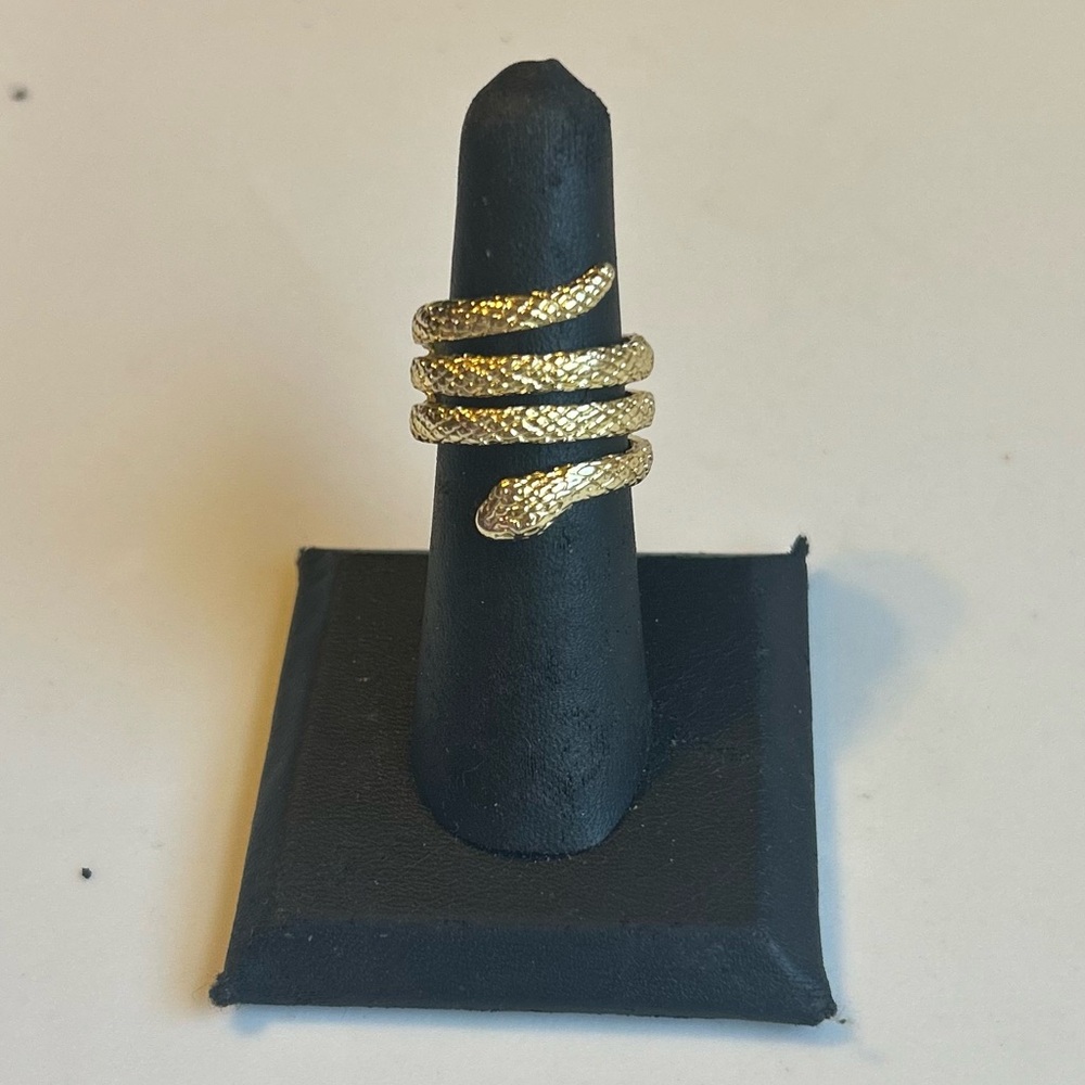 Gold Snake Wrap Ring Size 6 Whimsygoth Serpent Statement Ring Witchy Jewelry - Picture 2 of 10